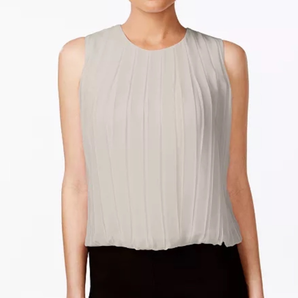 Calvin Klein pleated blouse khaki